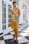 Buy_Kalista_Mahir Floral Embroidered Mustard Kurta Set _Online_at_Aza_Fashions
