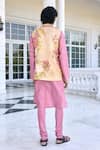 Shop_Kalista_Beige Mahir Floral Embroidered Nehru Jacket Set _at_Aza_Fashions