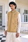 Shop_Kalista_Nazeer Ivory And Golden Beige Kurta Set _at_Aza_Fashions