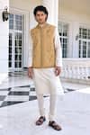 Shop_Kalista_Nazeer Ivory And Golden Beige Kurta Set _Online_at_Aza_Fashions