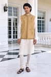 Buy_Kalista_Nazeer Ivory And Golden Beige Kurta Set _at_Aza_Fashions