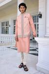 Buy_Kalista_Zunaid Salmon Pink Nehru Jacket Set _Online_at_Aza_Fashions