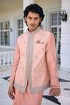 Kalista_Zunaid Salmon Pink Nehru Jacket Set _at_Aza_Fashions