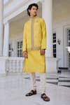 Shop_Kalista_Zunaid Yellow Embroidered Kurta Set _Online_at_Aza_Fashions