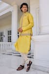 Kalista_Zunaid Yellow Embroidered Kurta Set _at_Aza_Fashions