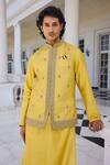 Shop_Kalista_Zunaid Yellow Embroidered Kurta Set _at_Aza_Fashions