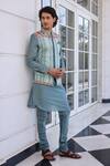 Buy_Kalista_Arav Aqua Kurta Bundi Set _Online_at_Aza_Fashions