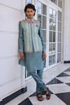 Buy_Kalista_Arav Aqua Kurta Bundi Set _at_Aza_Fashions