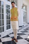 Shop_Kalista_Ivory Tahir Embroidered Nehru Jacket Set _Online_at_Aza_Fashions