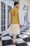 Shop_Kalista_Ivory Tahir Embroidered Nehru Jacket Set _at_Aza_Fashions