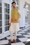 Buy_Kalista_Ivory Tahir Embroidered Nehru Jacket Set _at_Aza_Fashions