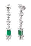 Prata_Green Crystals Emerald And White Stone Danglers _Online_at_Aza_Fashions