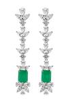 Shop_Prata_Green Crystals Emerald And White Stone Danglers _at_Aza_Fashions