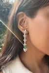 Buy_Prata_Green Crystals Emerald And White Stone Danglers _at_Aza_Fashions