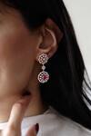 Buy_Prata_Red Crystals Designer Gulnaz Earrings  _at_Aza_Fashions