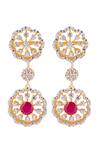 Shop_Prata_Red Crystals Designer Gulnaz Earrings  _at_Aza_Fashions