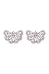 Shop_Prata_White Crystals Fleuris Half Embellished Studs _at_Aza_Fashions