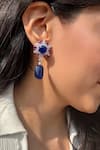 Buy_Prata_Blue Stones, Crystals Vittoria Tumbler Drop Earrings _at_Aza_Fashions