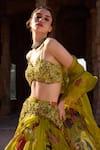 Buy_Awigna_Green Floral Print Organza Lehenga Set _Online_at_Aza_Fashions