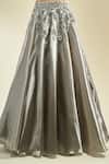Buy_Samyukta Singhania_Gray Organza Sequins, Embroidery Asymmetric Placement Lehenga Set 