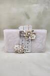 Buy_Adwita Bags & Jewels_White Moraccan Flower Embellished Clutch _at_Aza_Fashions