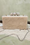 Shop Adwita Bags & Jewels White Pebble Stone And Brass Jaal Embellished Clutch at Aza Fashions Shop_Adwita Bags & Jewels_White Pebble Stone And Brass Jaal Embellished Clutch _at_Aza_Fashions