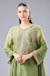 Ridhi Mehra_Green Embroidery Round Neck Paisley Kurta Salwar Set _at_Aza_Fashions