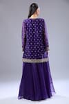 Shop_Ridhi Mehra_Purple Embroidery, Sequins Round Neck Floral Kurta Sharara Set _at_Aza_Fashions
