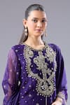 Shop_Ridhi Mehra_Purple Embroidery, Sequins Round Neck Floral Kurta Sharara Set 
