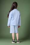 Shop Petite Pomme Blue Linen Blazer And Shorts Set at Aza Fashions Shop_Petite Pomme_Blue Linen Blazer And Shorts Set _at_Aza_Fashions