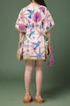 Shop_Petite Pomme_Multi Color Cotton Pom-poms Embroidered Kaftan Dress _at_Aza_Fashions