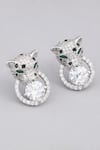 Modarta_Silver Plated Diamonds Studded Tiger Earrings _Online_at_Aza_Fashions