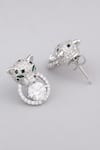 Shop_Modarta_Silver Plated Diamonds Studded Tiger Earrings _at_Aza_Fashions