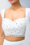 Shop_Samyukta Singhania_White Sequins, Embroidery Sweetheart Neck Lehenga Set 
