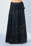 Samyukta Singhania_Black Net Sequins, Beads Round Neck Embellished Lehenga Set _at_Aza_Fashions