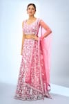 Buy_Samyukta Singhania_Pink Georgette, Net Tassels, Embroidery Floral Lehenga Set _at_Aza_Fashions