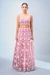 Samyukta Singhania_Pink Georgette, Net Tassels, Embroidery Floral Lehenga Set _Online_at_Aza_Fashions
