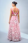 Shop_Samyukta Singhania_Pink Georgette, Net Tassels, Embroidery Floral Lehenga Set _at_Aza_Fashions