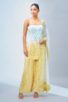 Shop_Samyukta Singhania_Yellow Geometric Print Kurta Set With Dupatta _Online_at_Aza_Fashions