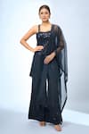 Buy_Samyukta Singhania_Black Cotton, Organza Sequins Kurta And Palazzo Set _at_Aza_Fashions