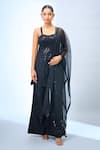 Buy_Samyukta Singhania_Black Cotton, Organza Sequins Kurta And Palazzo Set _Online_at_Aza_Fashions
