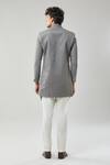 Shop_Arihant Rai Sinha_Gray Grey Swad Velvet Semi Indo Sherwani Set _at_Aza_Fashions
