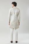 Shop_Arihant Rai Sinha_Gold And Grey Woven Jacquard Sherwani Set _at_Aza_Fashions