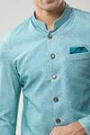 Arihant Rai Sinha_Blue Swad Velvet Sherwani And White Pollo Pant _at_Aza_Fashions
