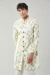 Buy_Arihant Rai Sinha_Cream Floral Print Semi Indo Sherwani Set _Online_at_Aza_Fashions