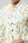 Arihant Rai Sinha_Cream Floral Print Semi Indo Sherwani Set _at_Aza_Fashions