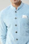 Arihant Rai Sinha_Blue Swad Velvet Sherwani And White Pollo Pant _at_Aza_Fashions