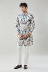 Shop_Arihant Rai Sinha_Multi Color Floral Print Semi Indo Sherwani Set _Online_at_Aza_Fashions