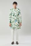 Arihant Rai Sinha Cream Floral Print Semi Indo Sherwani Set at Aza Fashions Arihant Rai Sinha_Cream Floral Print Semi Indo Sherwani Set _at_Aza_Fashions