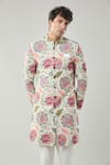 Arihant Rai Sinha_Floral Printed Beige Sherwani Set _Online_at_Aza_Fashions